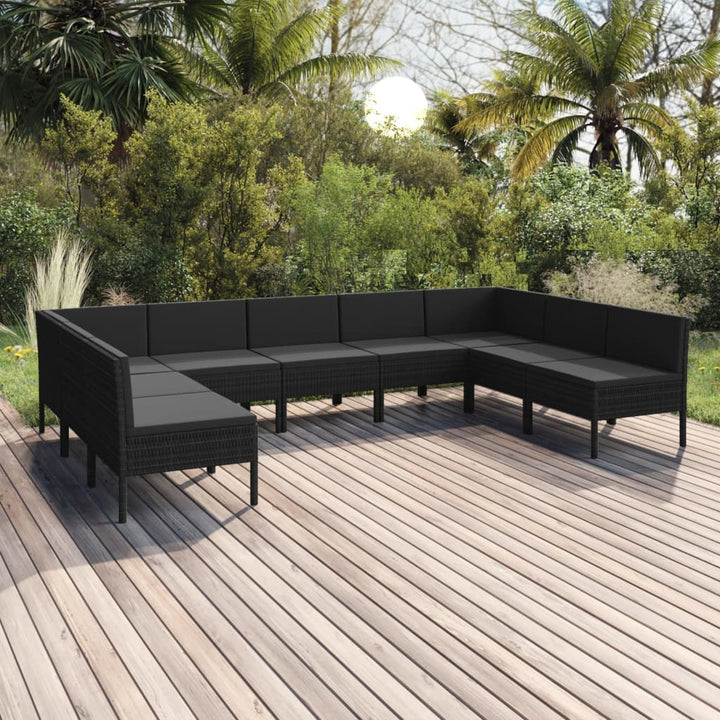 Set Mobilier De Grădină Cu Perne, 5 Piese, Negru, Poliratan