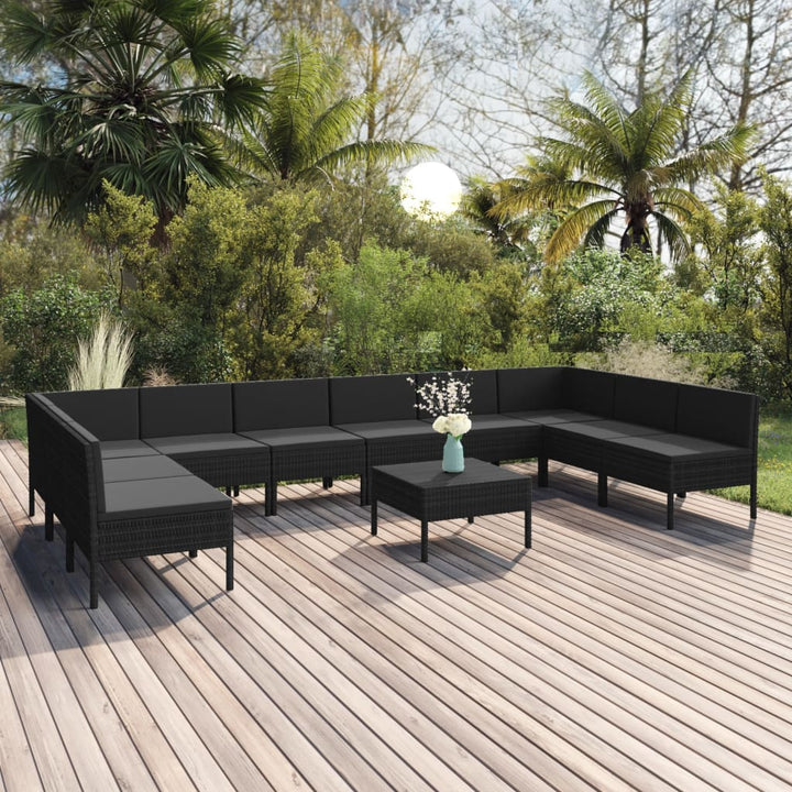 Set Mobilier De Grădină Cu Perne, 5 Piese, Negru, Poliratan