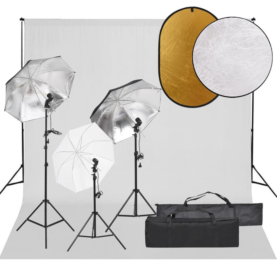 Kit Studio Foto Cu Set De Lumini, Fundal Și Reflector