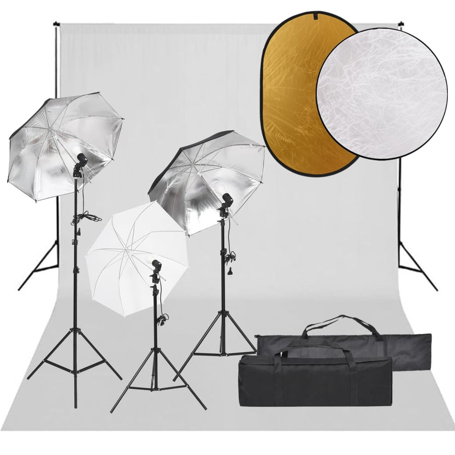 Kit Studio Foto Cu Set De Lumini, Fundal Și Reflector
