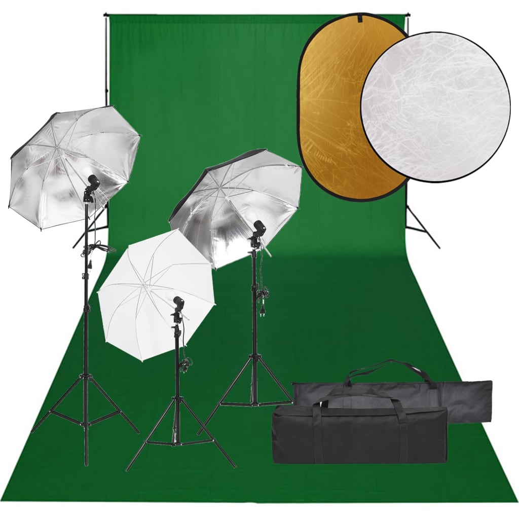 Kit Studio Foto Cu Set De Lumini, Fundal Și Reflector