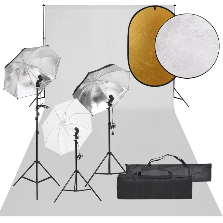 Kit Studio Foto Cu Set De Lumini, Fundal Și Reflector