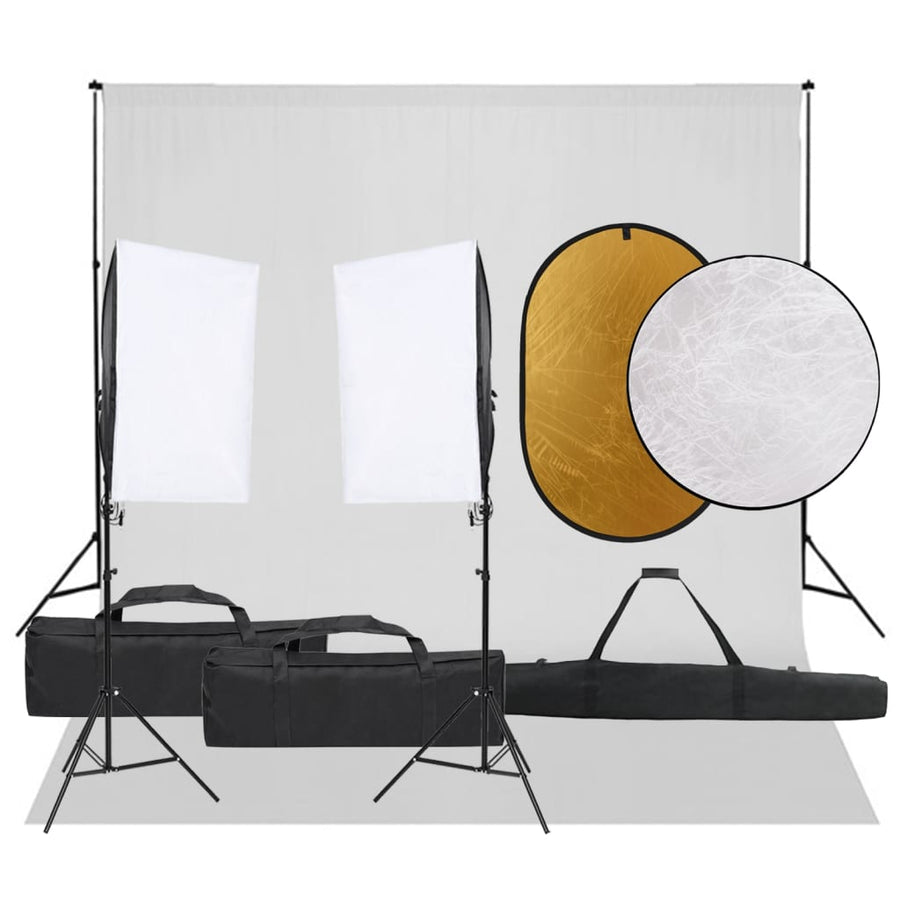 Kit Studio Foto Cu Set De Lumini, Fundal Și Reflector