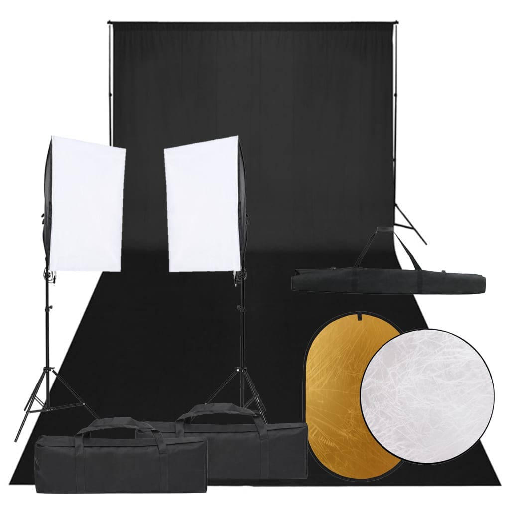Kit Studio Foto Cu Set De Lumini, Fundal Și Reflector