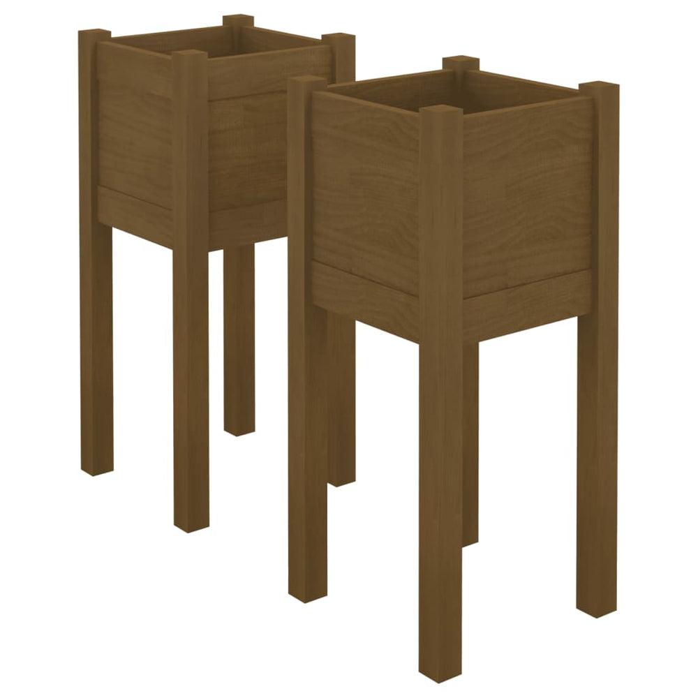 Jardiniere Grădină 2 Buc. 31X31X70 Cm Lemn Masiv Pin