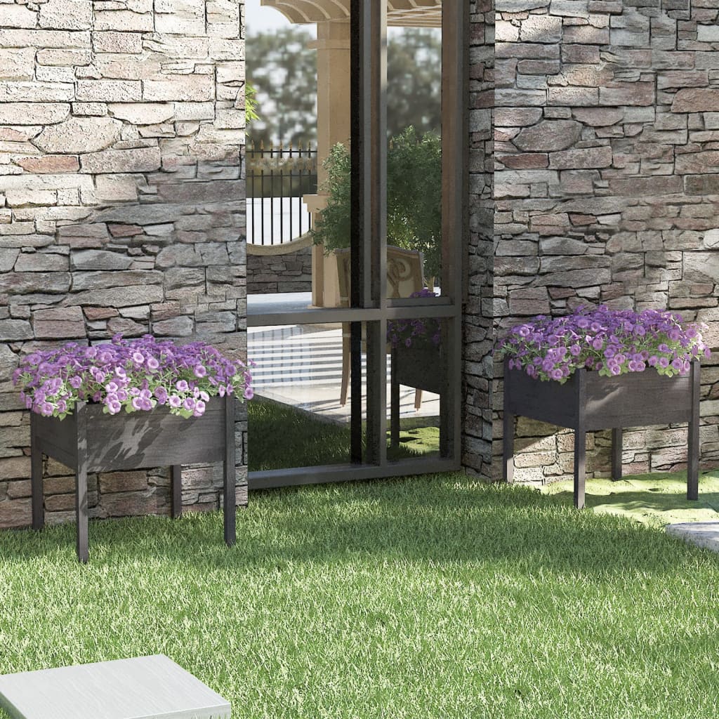 Jardiniere De Grădină, 2 Buc., , 70X70X70 Cm, Lemn Masiv Pin