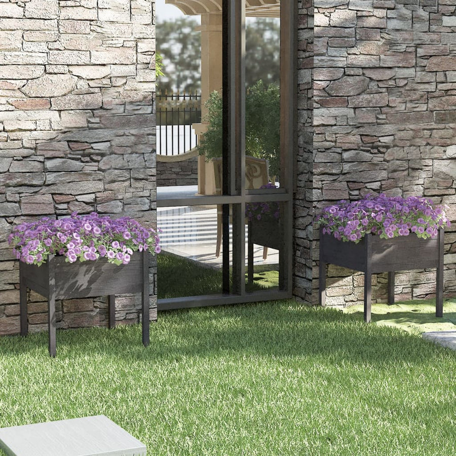 Jardiniere De Grădină, 2 Buc., , 70X70X70 Cm, Lemn Masiv Pin