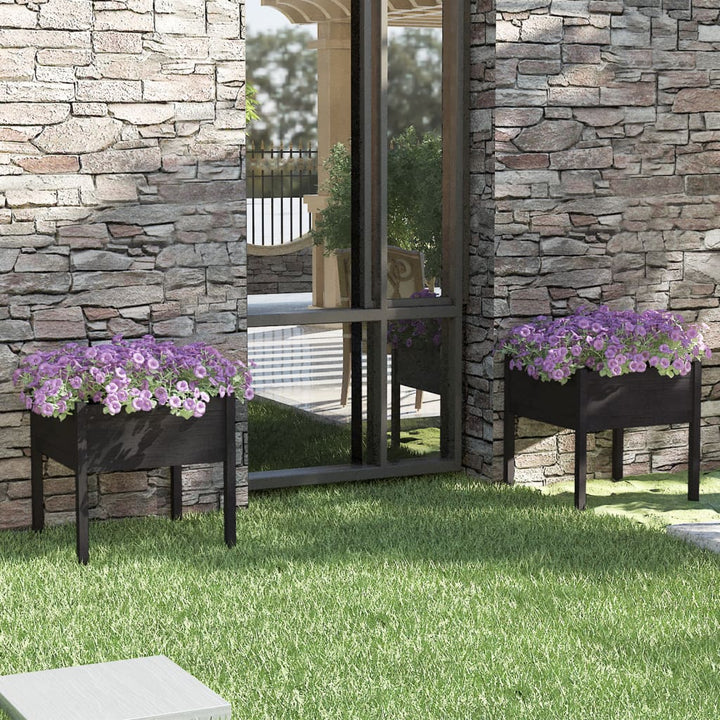Jardiniere De Grădină, 2 Buc., , 70X70X70 Cm, Lemn Masiv Pin