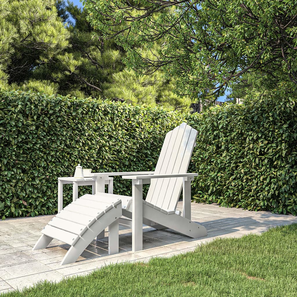 Scaun De Grădină Adirondack Cu Masă Și Taburet, , Hdpe