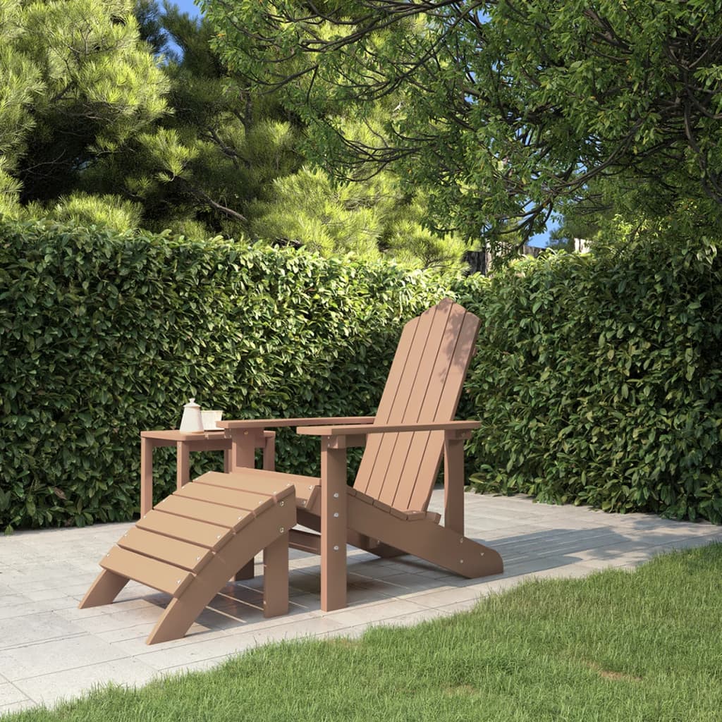 Scaun De Grădină Adirondack Cu Masă Și Taburet, , Hdpe