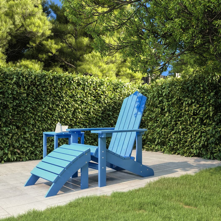 Scaun De Grădină Adirondack Cu Masă Și Taburet, , Hdpe