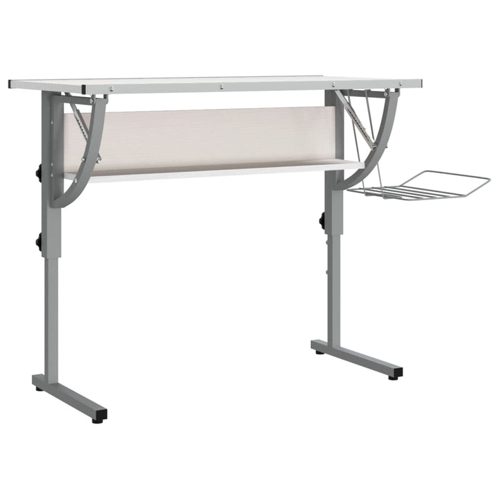 Birou Creație & Gri 110X53X(58-87)Cm Lemn Prelucrat & Oțel
