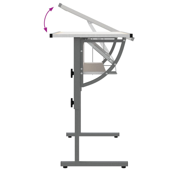 Birou Creație & Gri 110X53X(58-87)Cm Lemn Prelucrat & Oțel