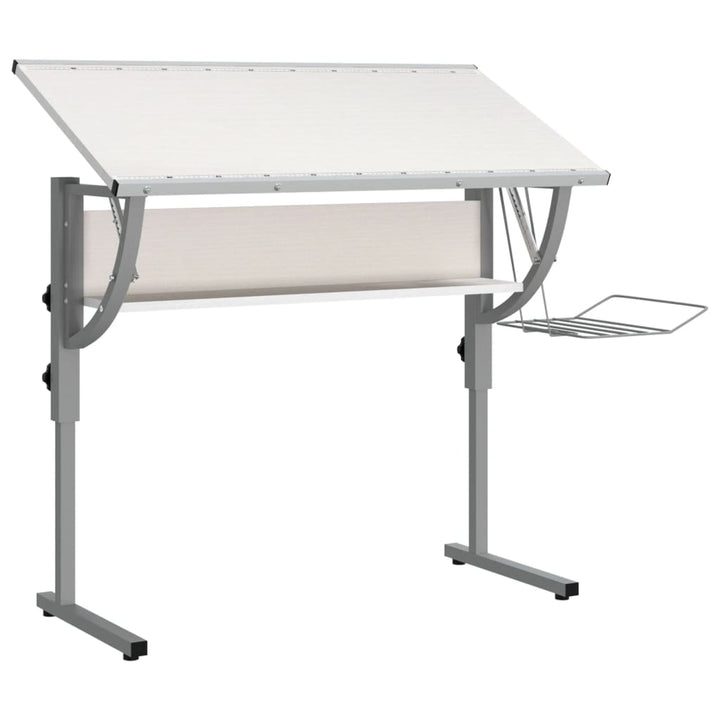 Birou Creație & Gri 110X53X(58-87)Cm Lemn Prelucrat & Oțel
