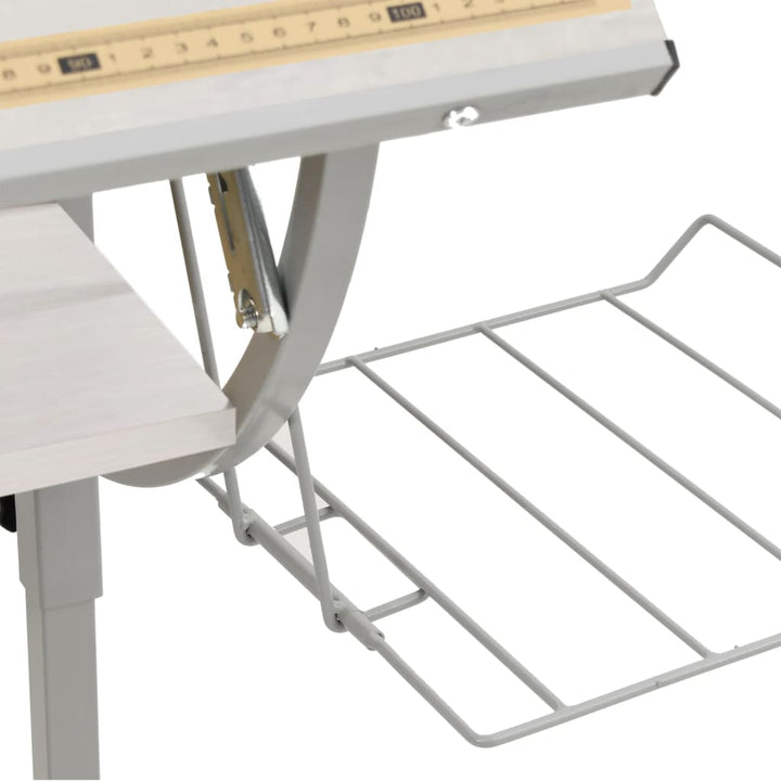 Birou Creație & Gri 110X53X(58-87)Cm Lemn Prelucrat & Oțel