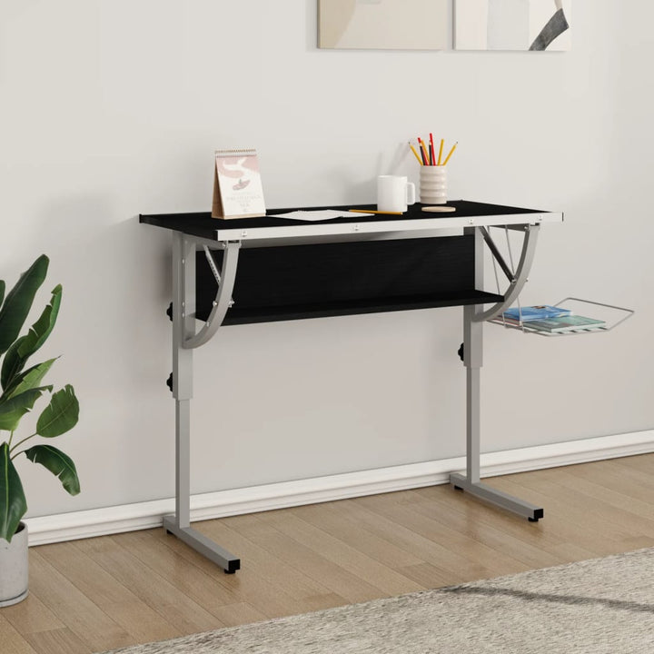 Birou Creație & Gri 110X53X(58-87)Cm Lemn Prelucrat & Oțel