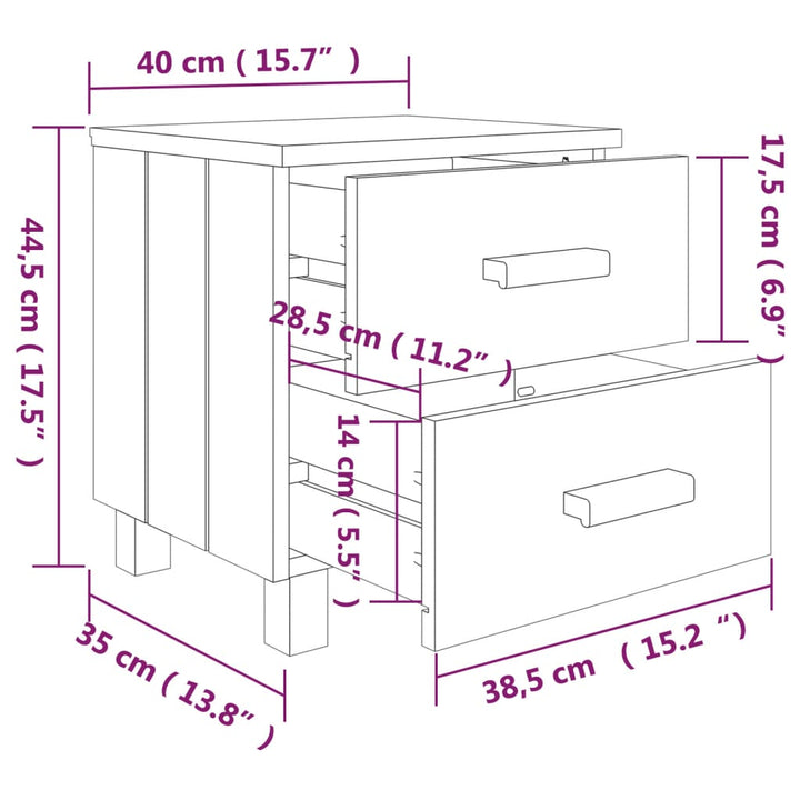 Noptiere Hamar, 2 Buc, , 40X35X44,5 Cm, Lemn Masiv De Pin