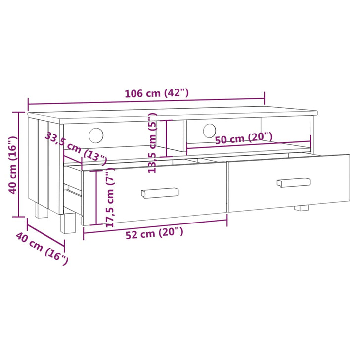 Dulap Tv „Hamar”, , 106X40X40 Cm, Lemn Masiv De Pin