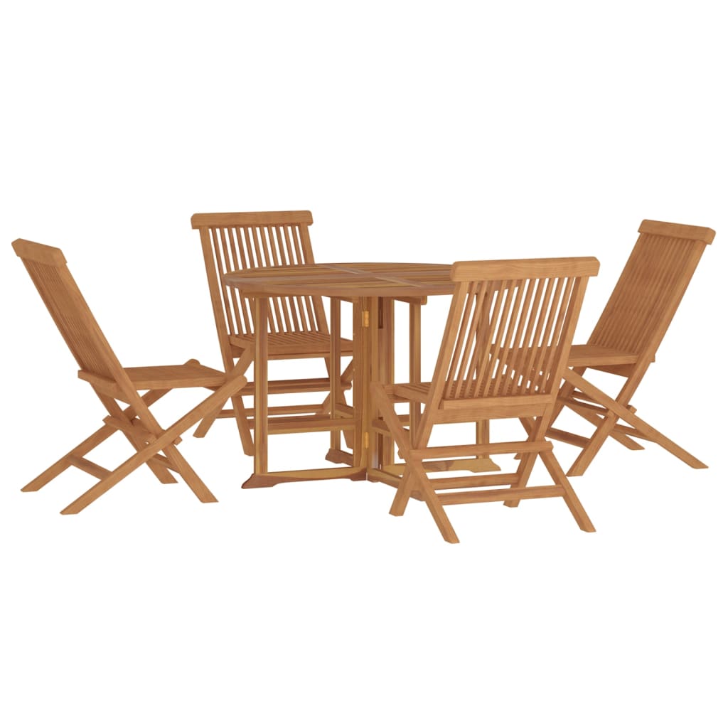 Set De Mobilier De Exterior Pliabil, 5 Piese, Lemn Masiv De Tec