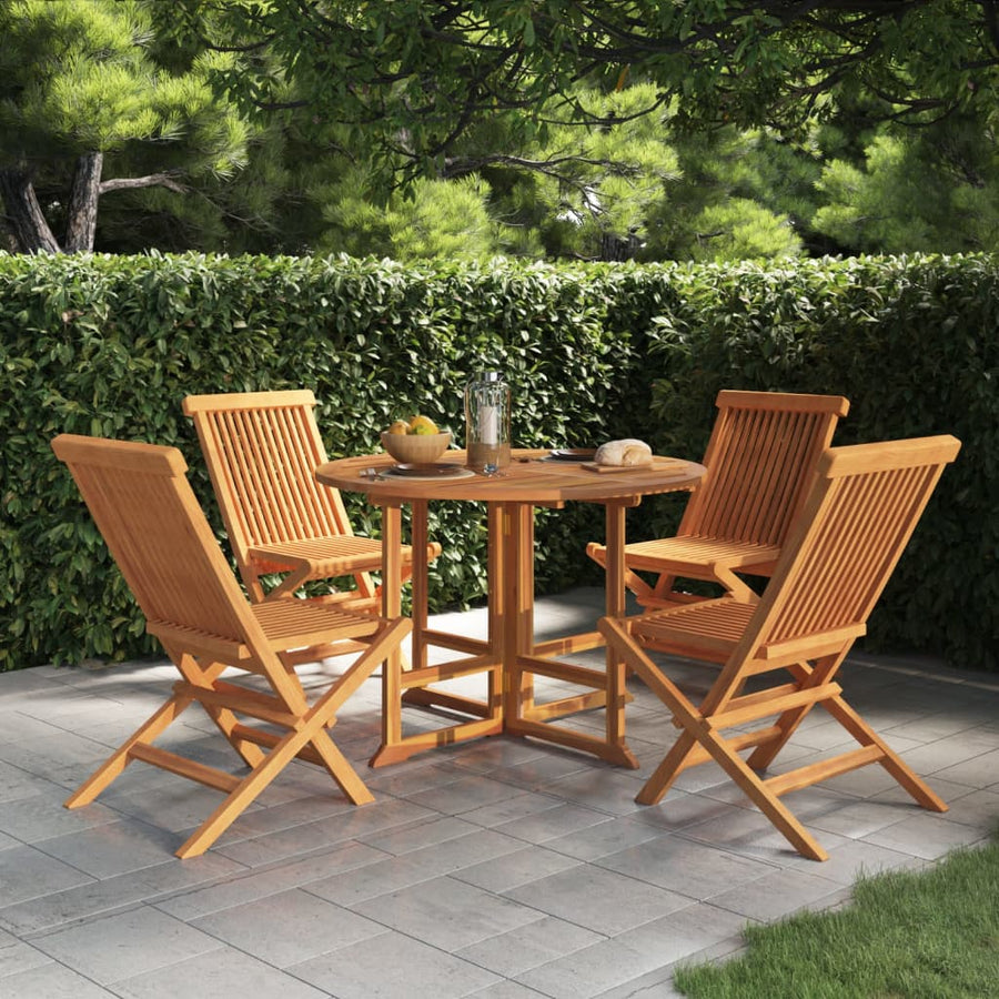 Set De Mobilier De Exterior Pliabil, 5 Piese, Lemn Masiv De Tec