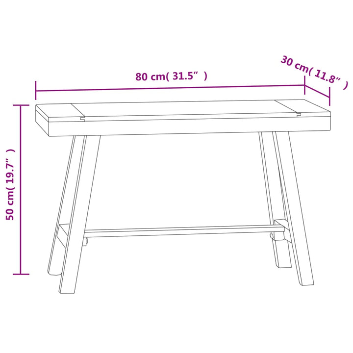 Bancă, 80 Cm, Lemn Masiv De Tec