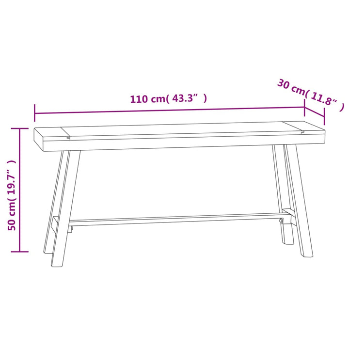 Bancă, 110 Cm, Lemn Masiv De Tec