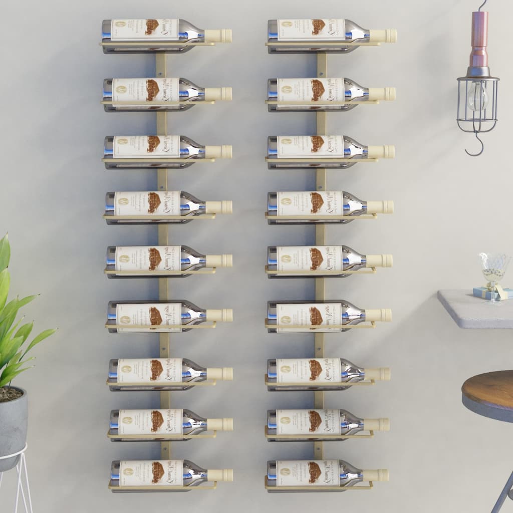 Suport Sticle De Vin, De Perete, 9 Sticle, 2 Buc., , Fier