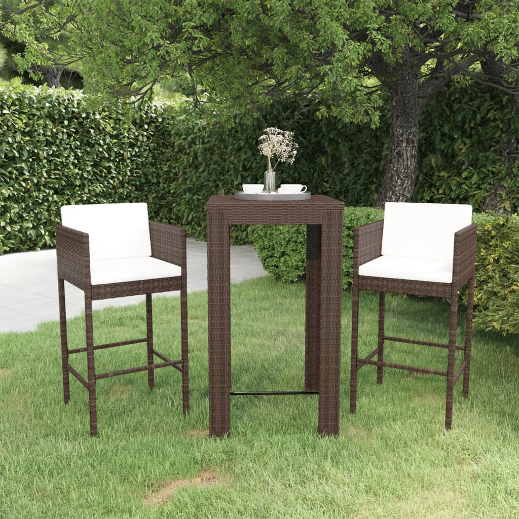 Set Mobilier Bar De Grădină Cu Perne, 5 Piese, , Poliratan