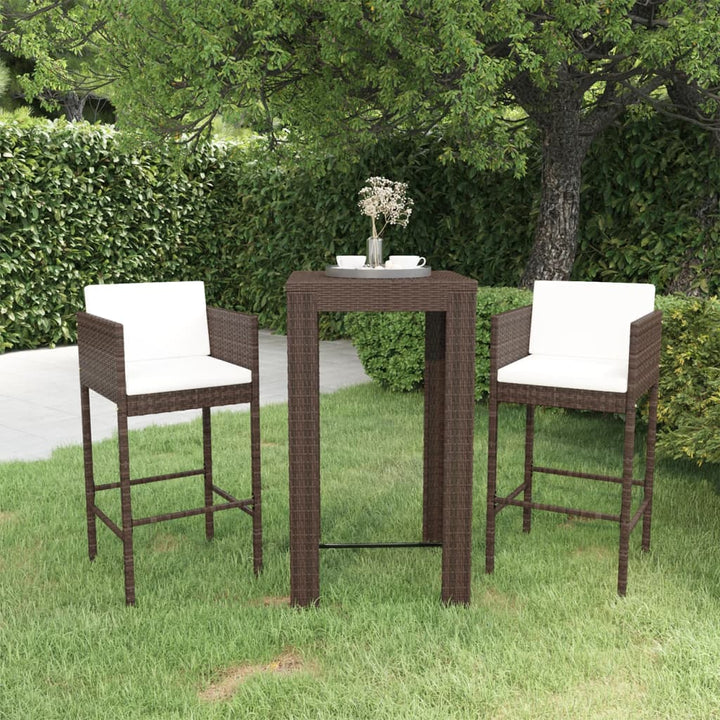 Set Mobilier Bar De Grădină Cu Perne, 5 Piese, , Poliratan