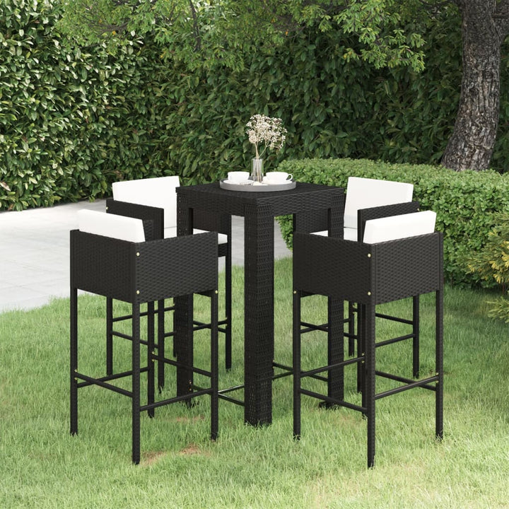 Set Mobilier Bar De Grădină Cu Perne, 5 Piese, , Poliratan