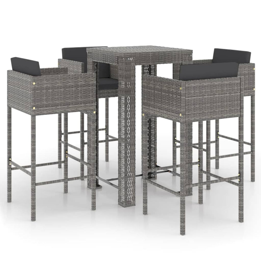 Set Mobilier Bar De Grădină Cu Perne, 5 Piese, , Poliratan
