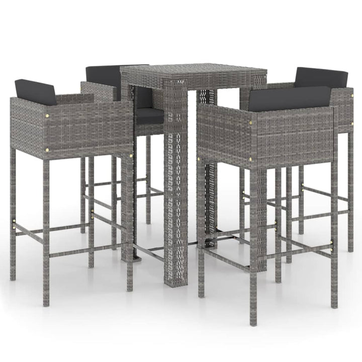 Set Mobilier Bar De Grădină Cu Perne, 5 Piese, , Poliratan