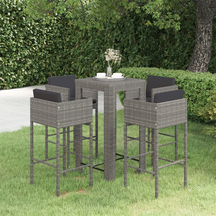 Set Mobilier Bar De Grădină Cu Perne, 5 Piese, , Poliratan