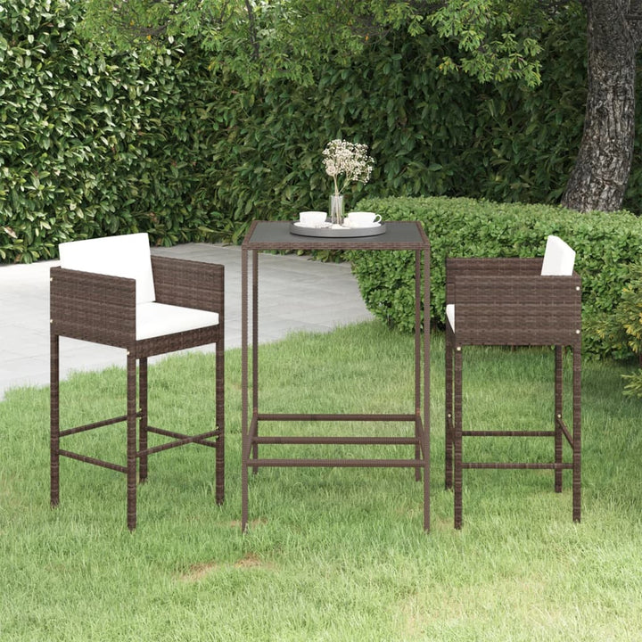 Set Mobilier Bar De Grădină Cu Perne, 7 Piese, , Poliratan