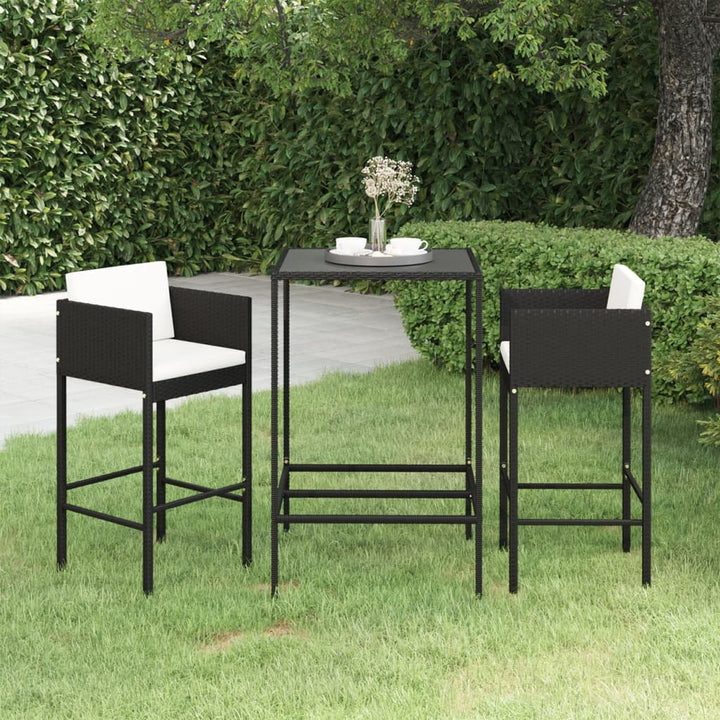 Set Mobilier Bar De Grădină Cu Perne, 7 Piese, , Poliratan