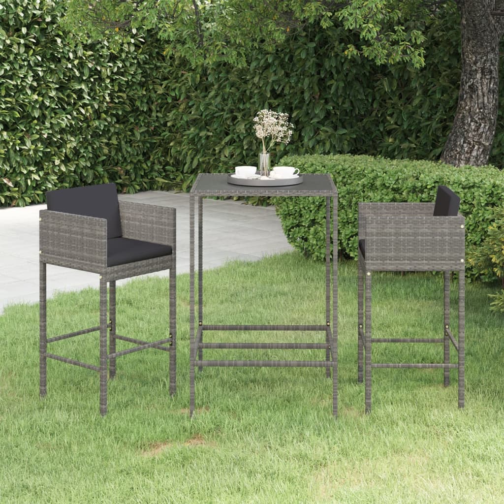 Set Mobilier Bar De Grădină Cu Perne, 7 Piese, , Poliratan