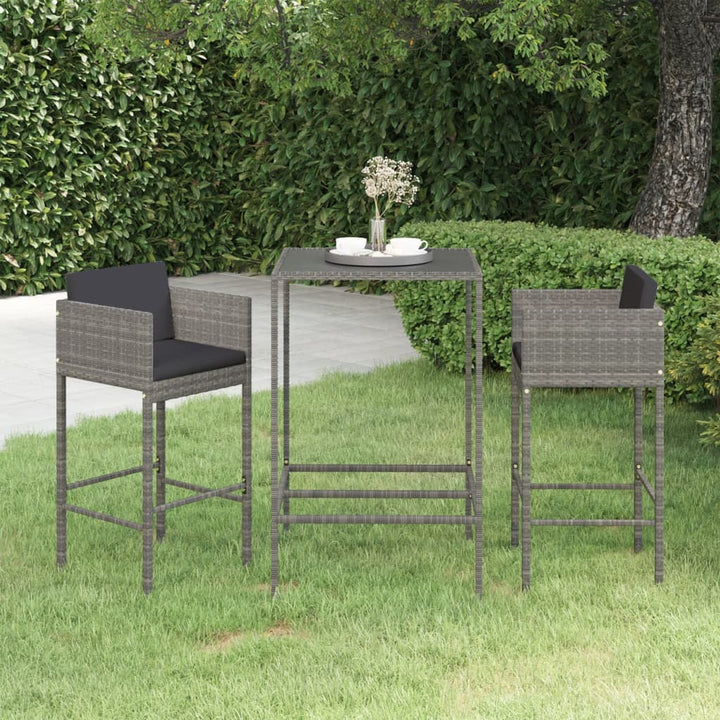 Set Mobilier Bar De Grădină Cu Perne, 7 Piese, , Poliratan