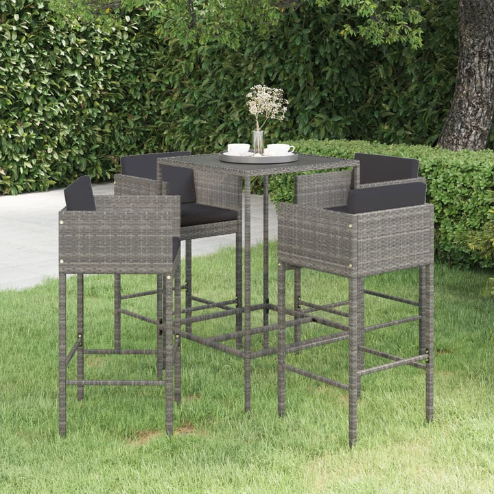 Set Mobilier Bar De Grădină Cu Perne, 7 Piese, , Poliratan