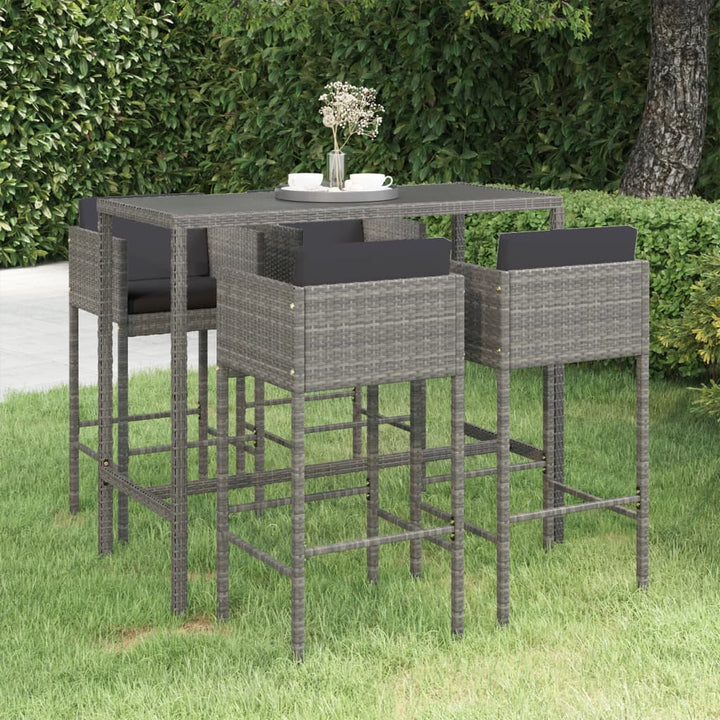 Set Mobilier Bar De Grădină Cu Perne, 7 Piese, , Poliratan