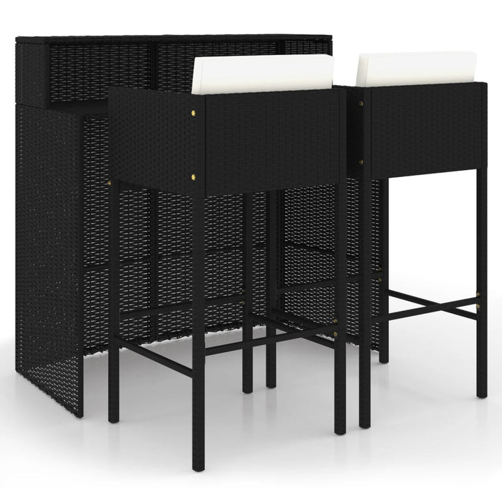 Set Mobilier Bar De Grădină Cu Perne, 3 Piese, , Poliratan
