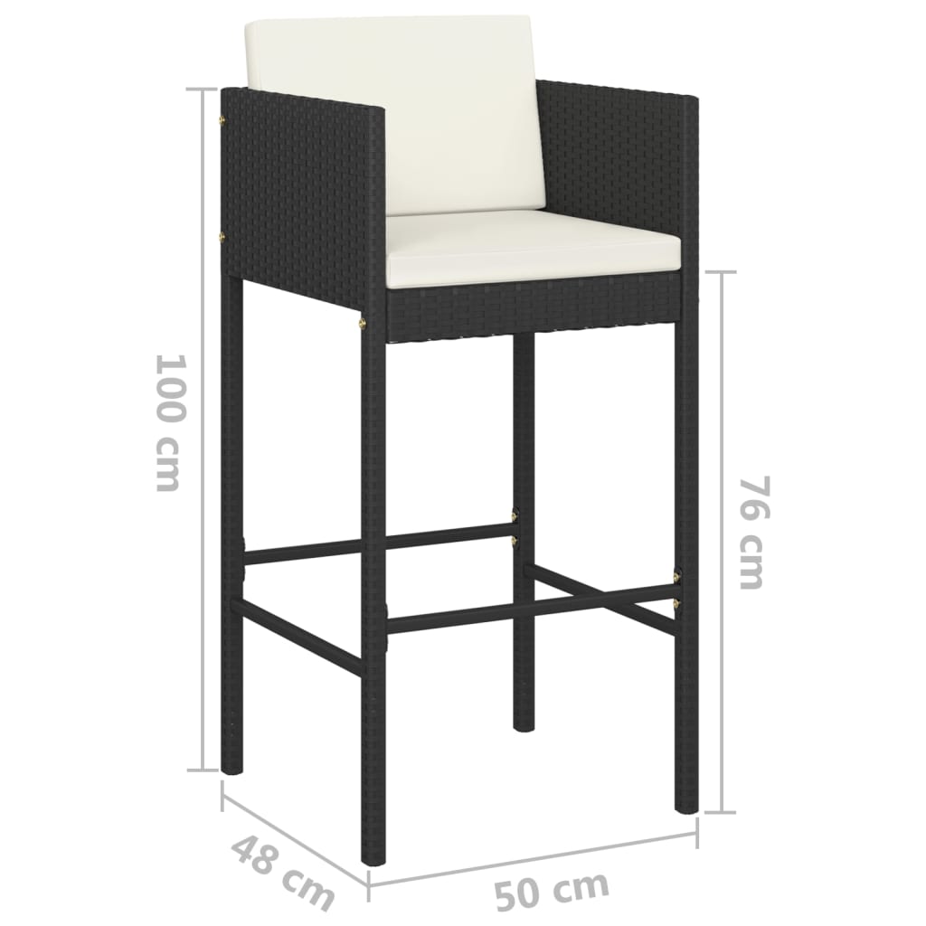 Set Mobilier Bar De Grădină Cu Perne, 3 Piese, , Poliratan