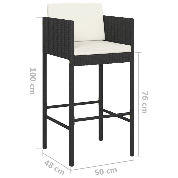 Set Mobilier Bar De Grădină Cu Perne, 3 Piese, , Poliratan