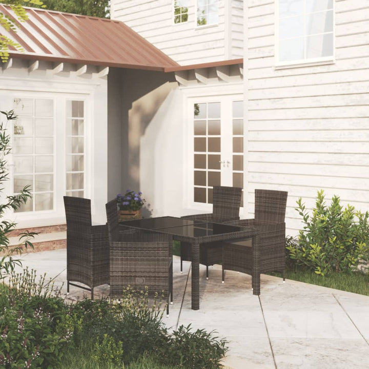 Set De Mobilier De Exterior, 5 Piese, Negru, Poliratan