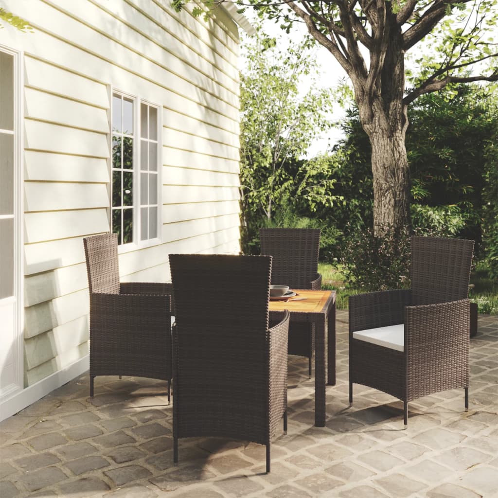 Set Mobilier De Exterior Cu Perne, 5 Piese, , Poliratan