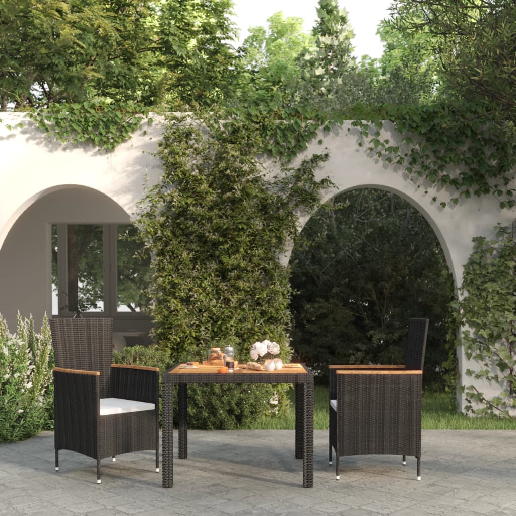 Set Mobilier De Exterior Cu Perne, 5 Piese, Negru, Poliratan