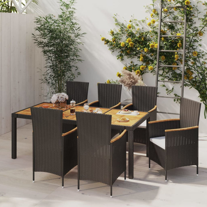 Set Mobilier De Exterior Cu Perne, 5 Piese, Negru, Poliratan