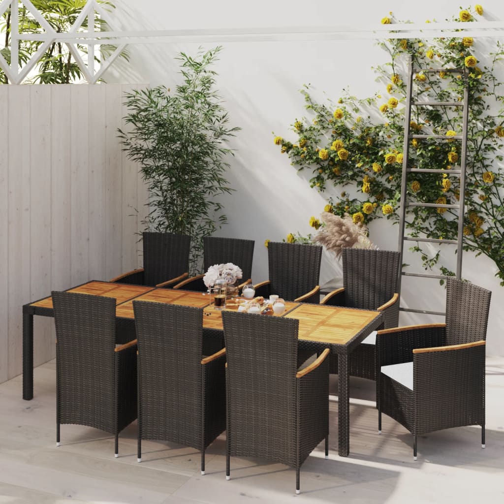 Set Mobilier De Exterior Cu Perne, 5 Piese, Negru, Poliratan