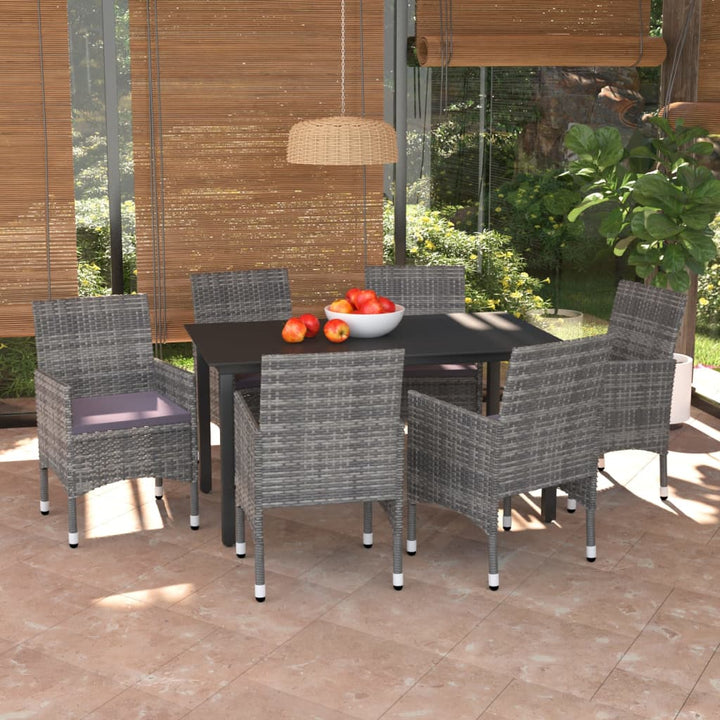 Set Mobilier De Grădină Cu Perne, 7 Piese, , Poliratan