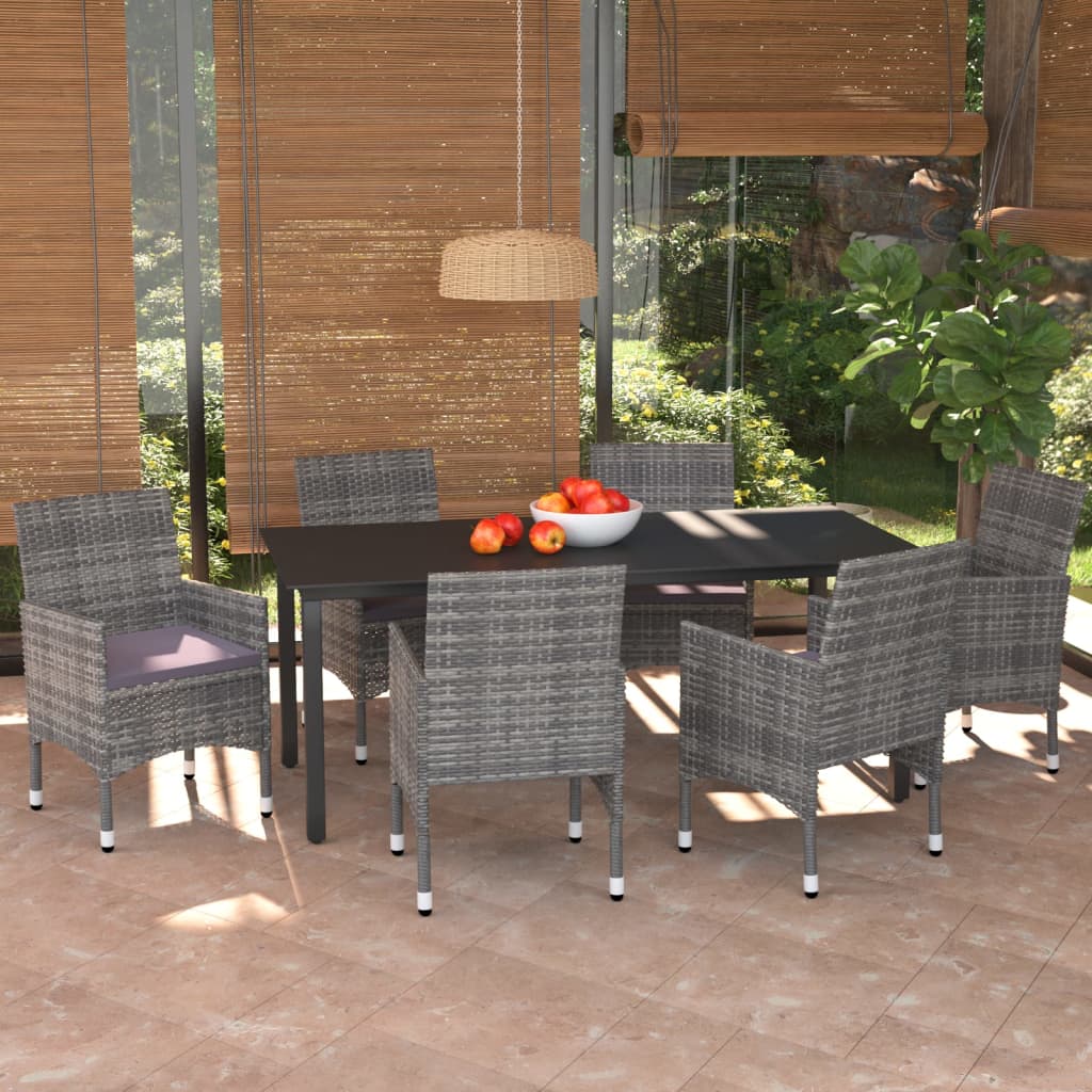 Set Mobilier De Grădină Cu Perne, 7 Piese, , Poliratan