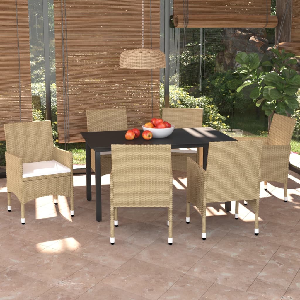 Set Mobilier De Grădină Cu Perne, 7 Piese, , Poliratan